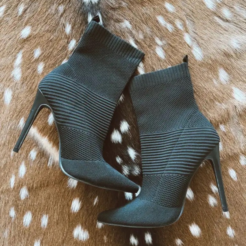 Black Slip On Stiletto Booties